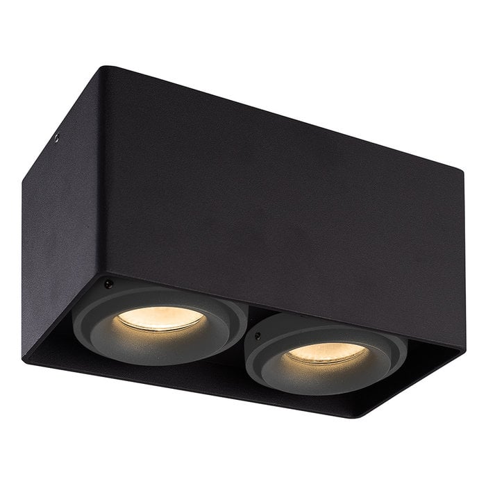 HOFTRONIC Dimmable LED surface-mounted ceiling spotlight Esto Black/Grey 2 light tiltable 5W 2700K