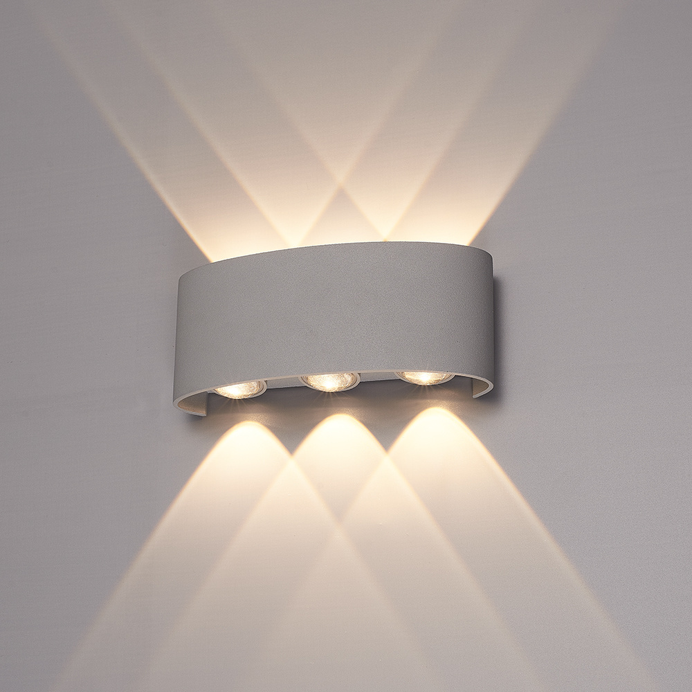 Dimbare LED Wandlamp Tulsa grijs 6W 3000K tweezijdig oplichtend IP54 -
