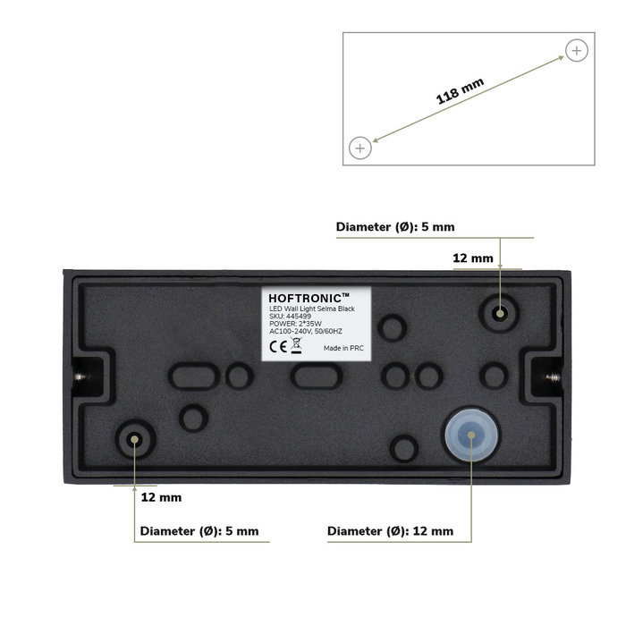 HOFTRONIC LED Wall Light Selma Black