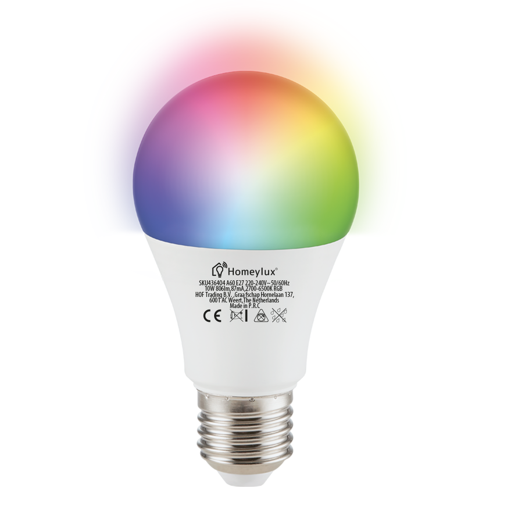 Geavanceerde verlangen Hubert Hudson E27 SMART LED Lamp RGBWW Wifi+BLE 10 Watt 806lm Dimbaar - HOFTRONIC LED  groothandel