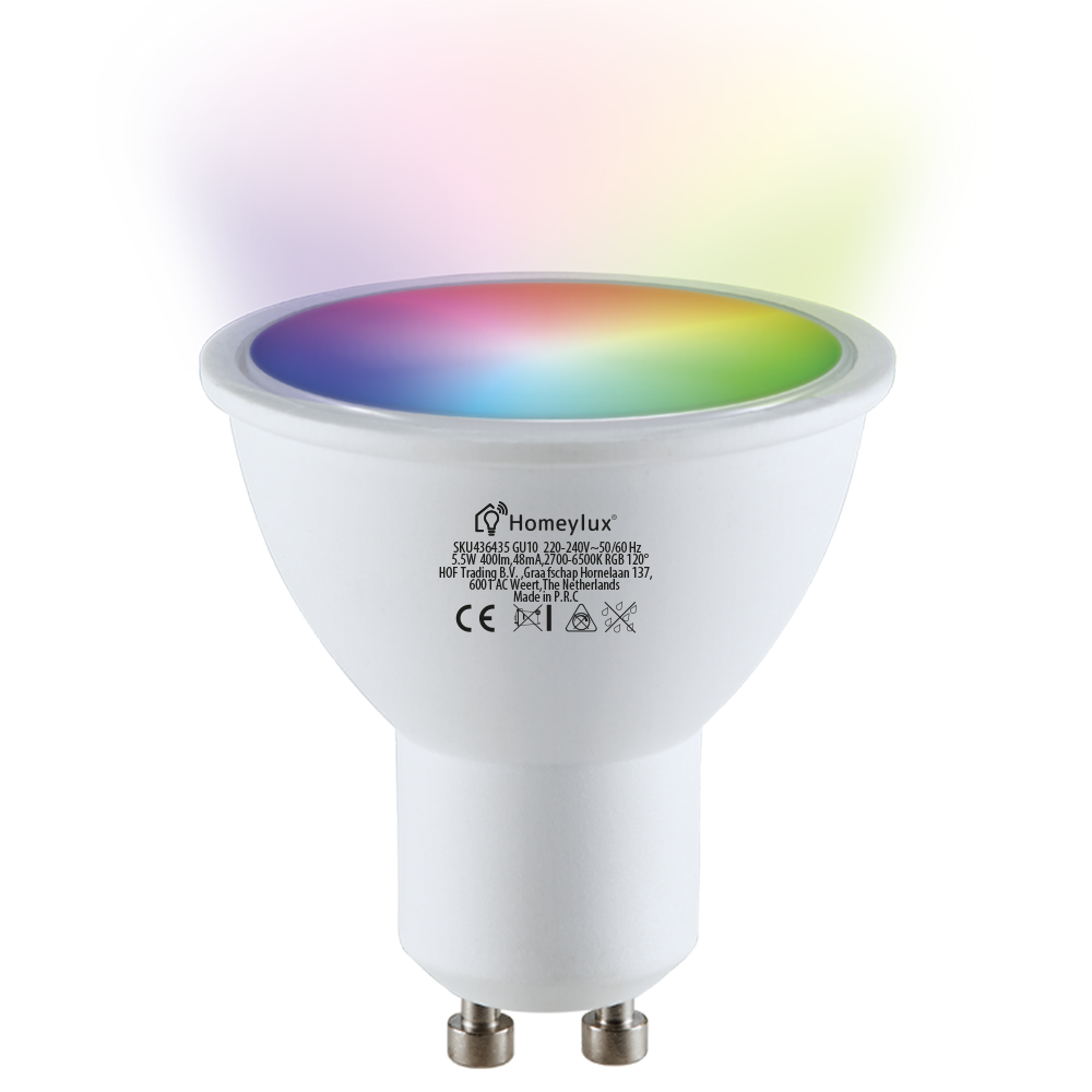 Wifi+BLE Watt RGBWW GU10 5.5 120° LED SMART HOFTRONIC - 400lm Dimmable