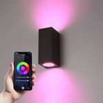 Hoftronic Smart Smart WiFi LED wall light Selma black RGBWW GU10 IP65 double-sided illuminating