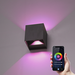 Smart WiFi+BLE Dimmable LED Wall light Kansas black 6 Watt RGBWW double-sided illumination IP65 Homeylux Smart WiFi+BLE Dimmable LED Wall light Kansas black 6 Watt RGBWW double-sided illumination IP65