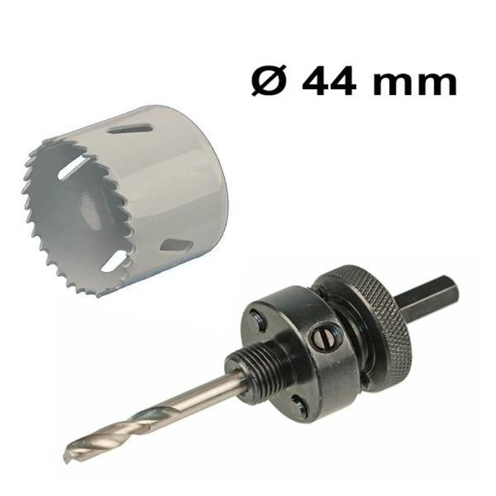 HOFTRONIC Gatenzaag set Ø 44 mm Bi-Metaal + adapter met centreerboor