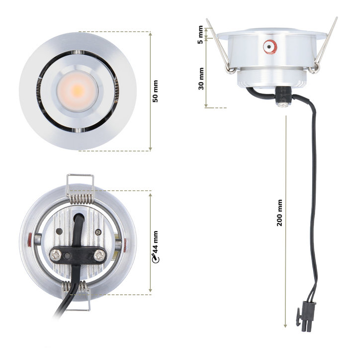 HOFTRONIC Lavanto LED downlight 3 Watt - 3 Volt - 700mA - 3000K - tiltable