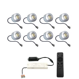 Complete set 8x3W dimbare LED in/opbouwspots Navarra IP44 Complete set 8x3W dimbare LED in/opbouwspots Navarra IP44