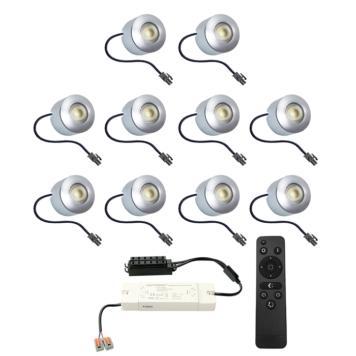 HOFTRONIC Complete set 10x3W dimbare LED in/opbouwspots Navarra IP44