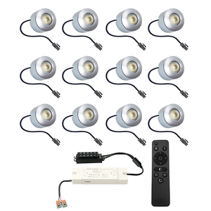 Complete set 12x3W dimbare LED in/opbouwspots Navarra IP44 Complete set 12x3W dimbare LED in/opbouwspots Navarra IP44
