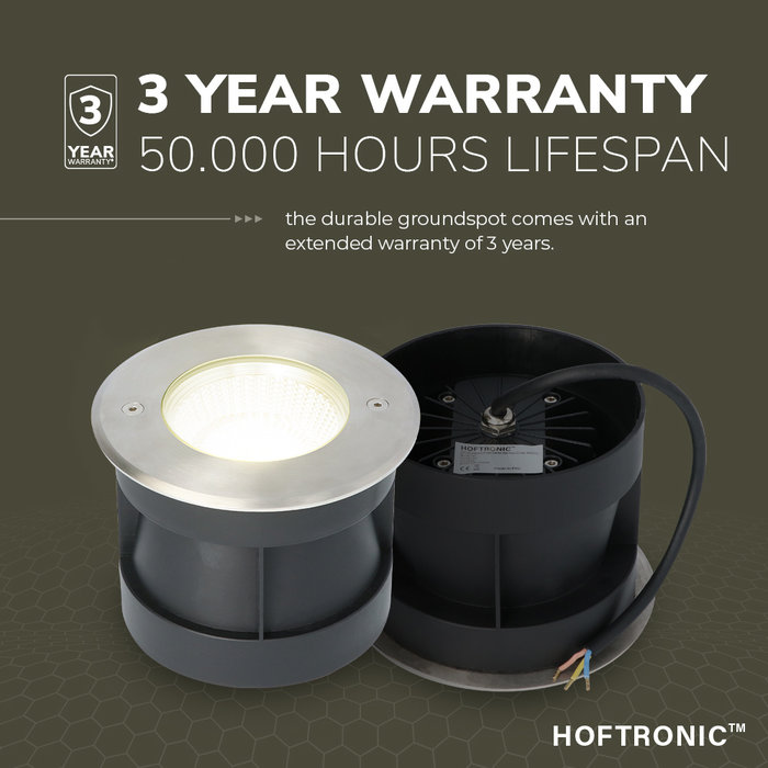 HOFTRONIC Lucie LED Grondspot RVS rond 12 Watt 3000K 1000lm IP67