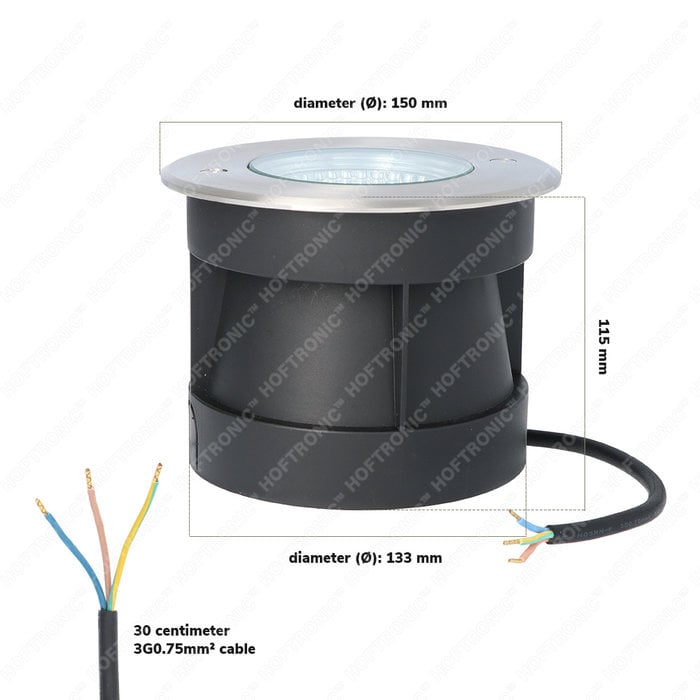 HOFTRONIC Lucie LED Ground spot stainless steel round 12 Watt 4000K 1000lm IP67