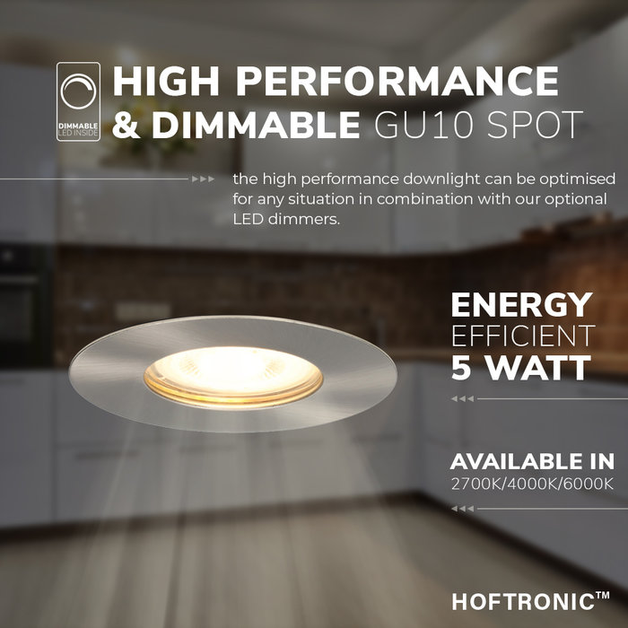 HOFTRONIC Dimmable IP65 LED downlight Bari stainless