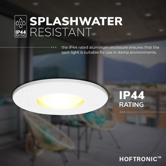 HOFTRONIC Dimmable IP44 LED downlight Barcelona white