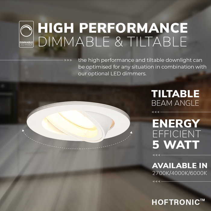 HOFTRONIC Dimmable LED downlight Dublin white