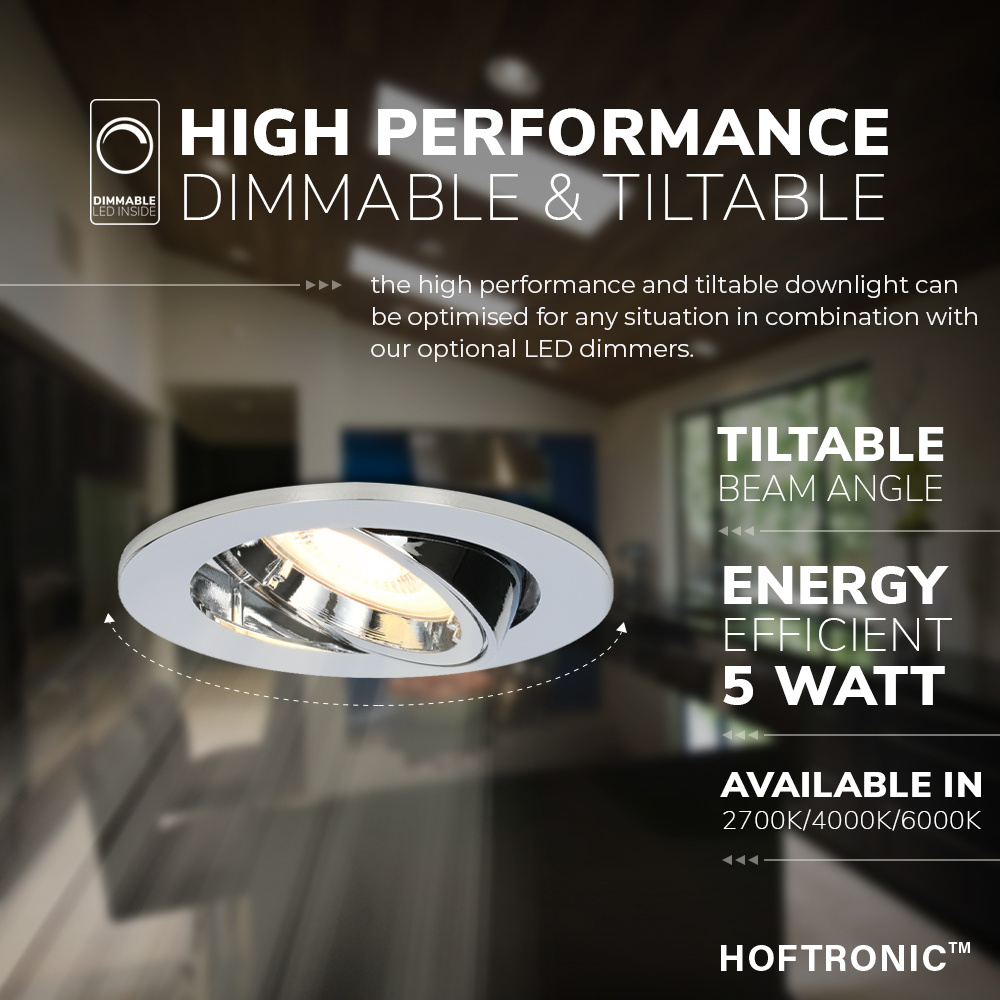 HOFTRONIC™ Set of 3 dimmable LED downlights Vegas 5 Watt spot IP44