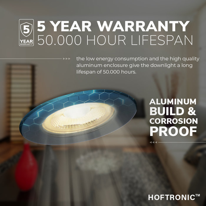 HOFTRONIC Dimmable IP65 LED Downlight Nola black