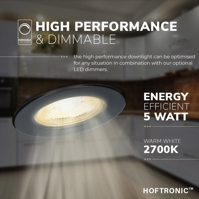 HOFTRONIC Dimbare IP65 LED inbouwspot Nola zwart