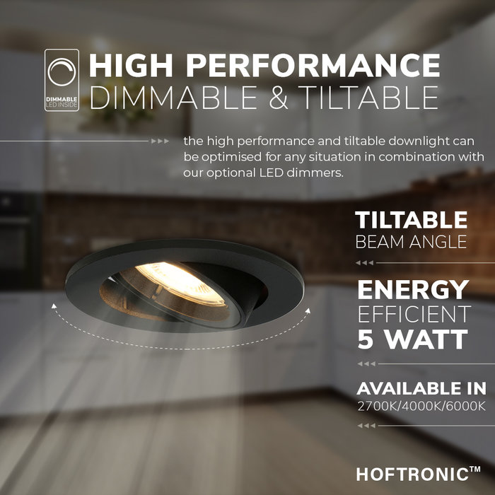 HOFTRONIC Dimmable LED downlight Oslo black
