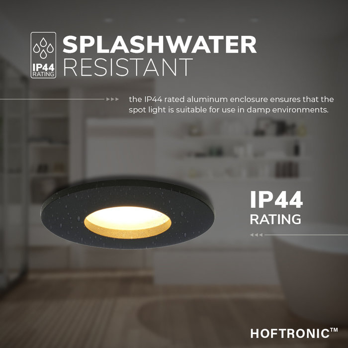 HOFTRONIC Dimmable IP44 LED downlight Porto black
