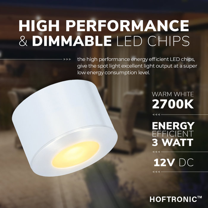 HOFTRONIC Complete set 12x3W dimbare LED in/opbouwspots Navarra IP44