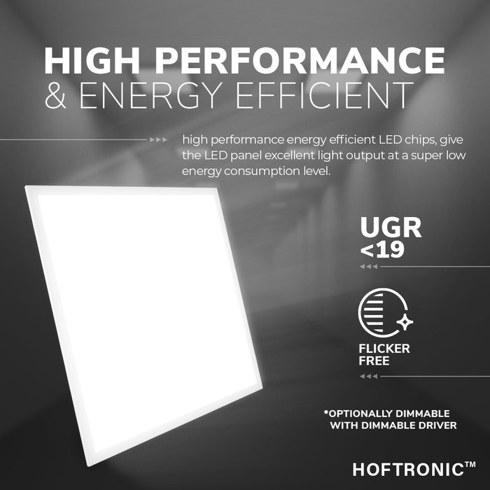 HOFTRONIC LED Panel - 60x60 cm - 36 Watt - 4500lm (125lm/W) - 4000K - Flicker-free - UGR<19 - 5 year warranty