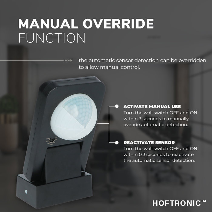 HOFTRONIC PIR bewegingssensor met schemerschakelaar 360° bereik 20 meter Maximaal 1000 Watt opbouw kleur zwart IP65