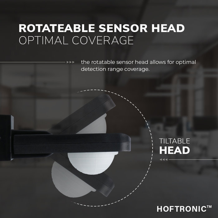 HOFTRONIC PIR motion sensor with twilight switch 360° range 20 meter Maximum 1000 Watt surface color black IP65