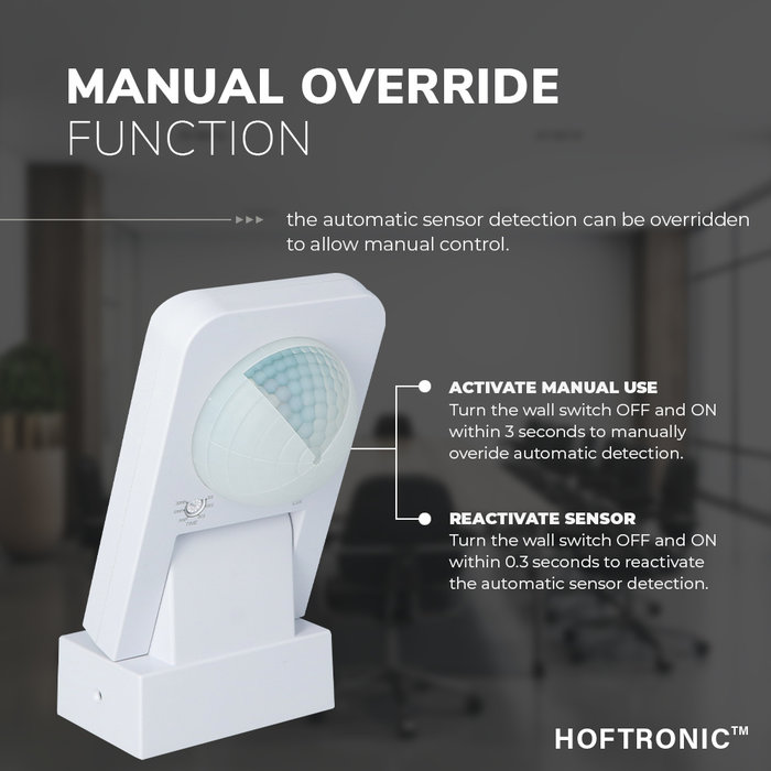 HOFTRONIC PIR bewegingssensor met schemerschakelaar 360° bereik 20 meter Maximaal 1000 Watt opbouw kleur wit IP65