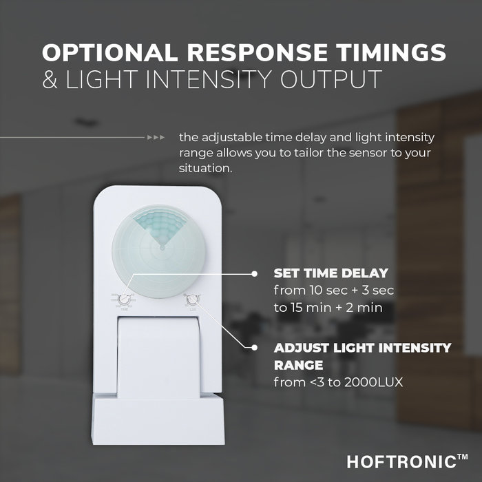 HOFTRONIC PIR motion sensor with twilight switch 360° range 20 meter Maximum 1000 Watt surface color white IP65