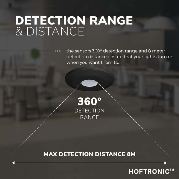 HOFTRONIC PIR motion sensor with twilight switch 360° range 8m Maximum 1000 Watt IP20 surface mounted color black