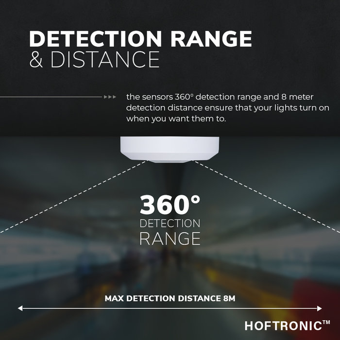 HOFTRONIC PIR motion sensor with twilight switch 360° range 8m Maximum 200 Watt IP20 surface mounted color white