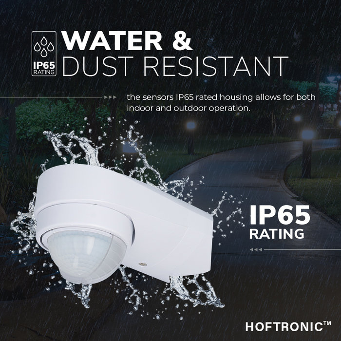 HOFTRONIC PIR motion sensor with twilight switch 240° range 10 meter Maximum 600 Watt surface color white IP65