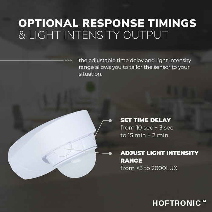 HOFTRONIC PIR motion sensor with twilight switch 240° range 10 meter Maximum 600 Watt surface color white IP65