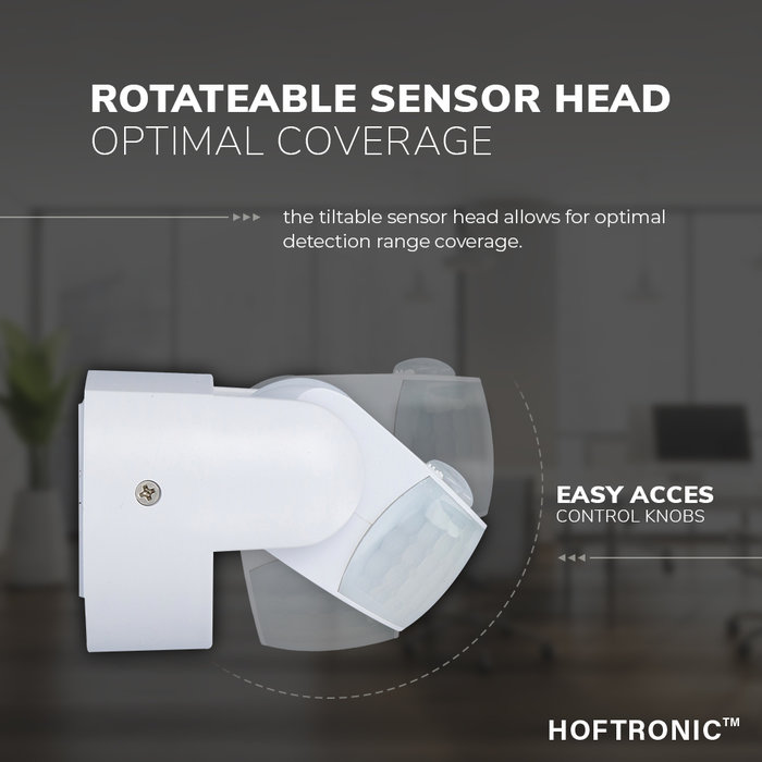 HOFTRONIC PIR motion sensor with twilight switch 180° range 12 meter Maximum 600 Watt surface white IP65