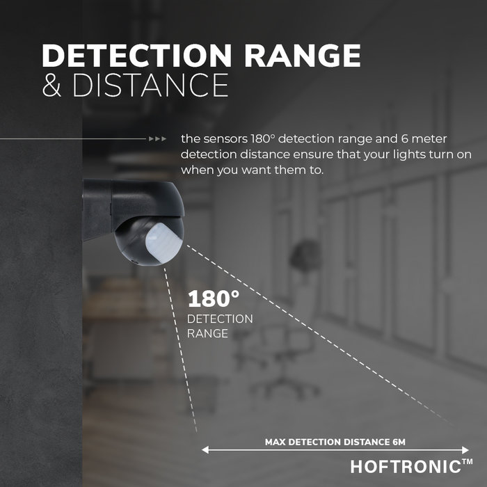 HOFTRONIC PIR motion sensor with twilight switch 180° range 12 meter Maximum 400 Watt surface color black IP44