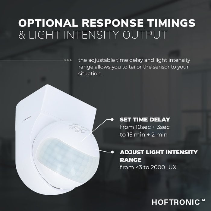 HOFTRONIC PIR motion sensor with twilight switch 180° range 12 meter Maximum 400 Watt surface mounted color white IP44