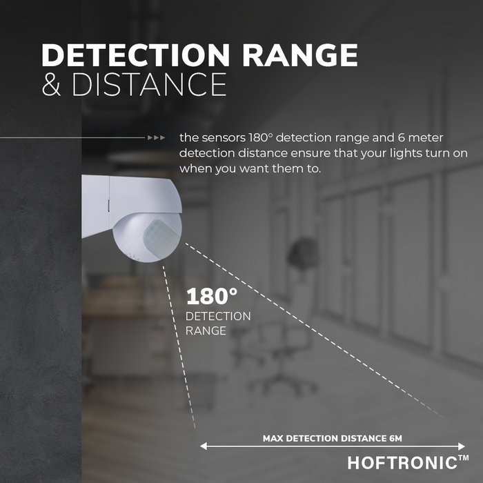 HOFTRONIC PIR bewegingssensor met schemerschakelaar 180° bereik 12 meter Maximaal 400 Watt kleur wit opbouw IP44