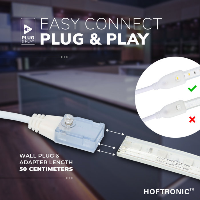 HOFTRONIC Dimbare LED Strip 2m RGB 60 LEDs/m IP65 Plug & Play - Flex60 Series