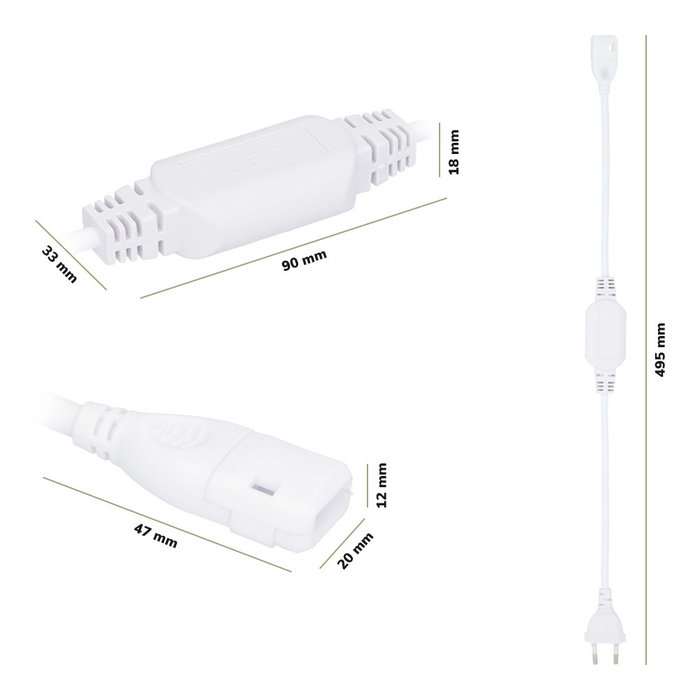 HOFTRONIC Dimmable LED Light Hose - IP65 Plug & Play - Flex120 Series - 3000K
