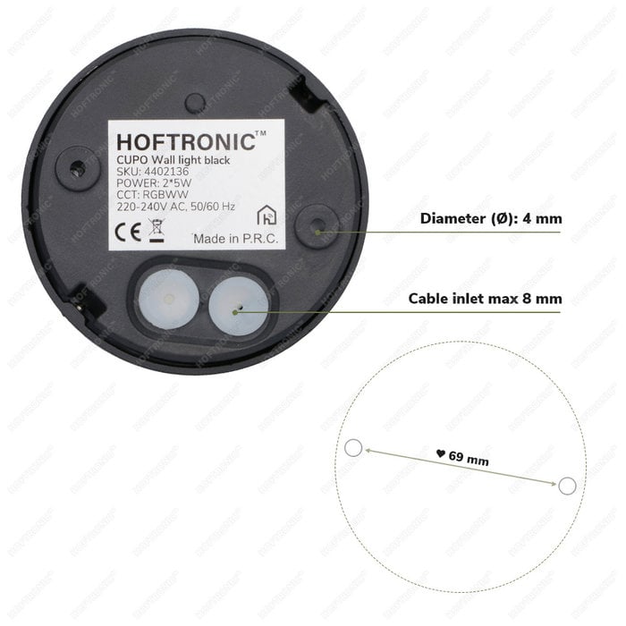 HOFTRONIC LED Wall Light Cupo Black