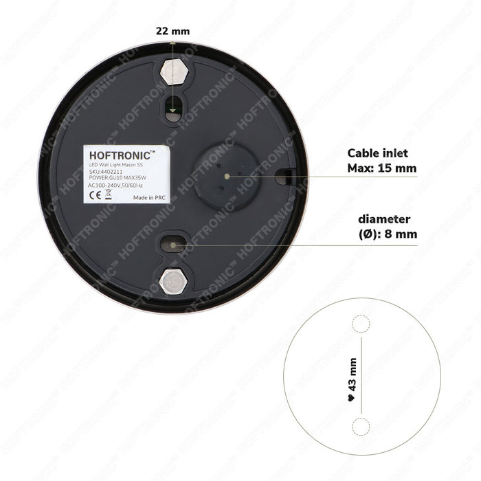 HOFTRONIC LED Wall light Mason Stainless steel