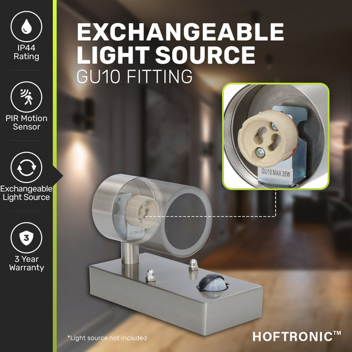 HOFTRONIC LED Wall light Mason Stainless steel with sensor