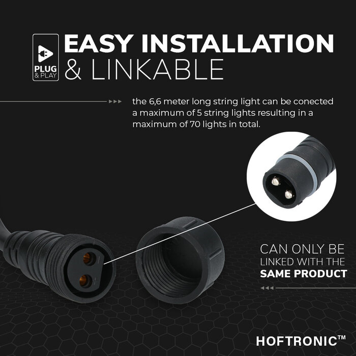 HOFTRONIC LED String Light - 12 RGB LEDs - 6.6m - IP65 Suitable for outdoor use