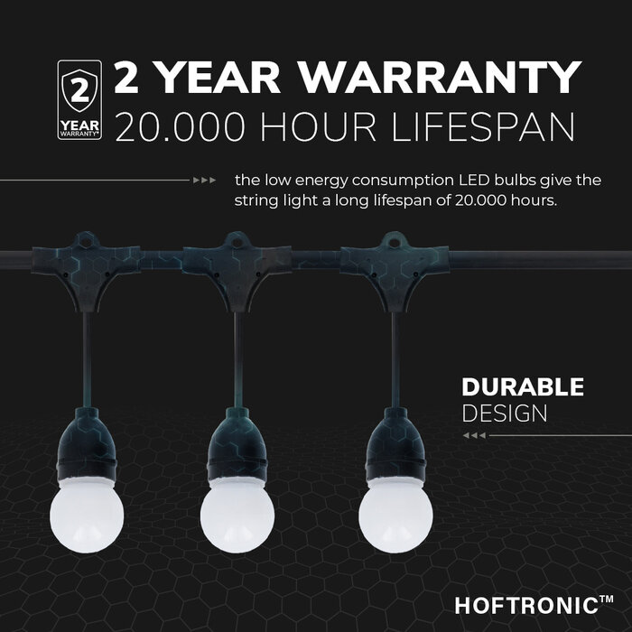 HOFTRONIC LED String Light - 12 RGB LEDs - 6.6m - IP65 Suitable for outdoor use