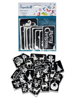 Superstar Glitter tattoo stencils XL Merry Christmas 24 pcs
