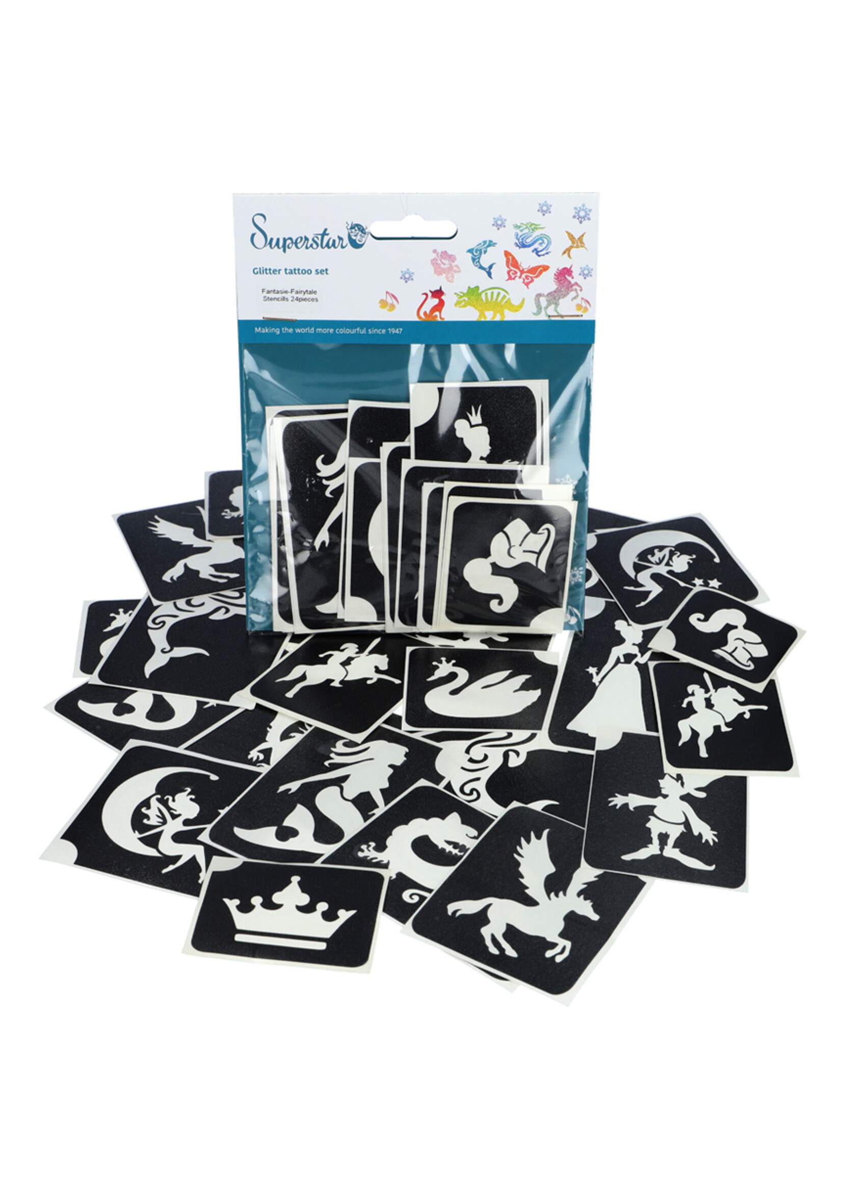 Superstar Glitter tattoo stencils XL Fairytale 24 pcs