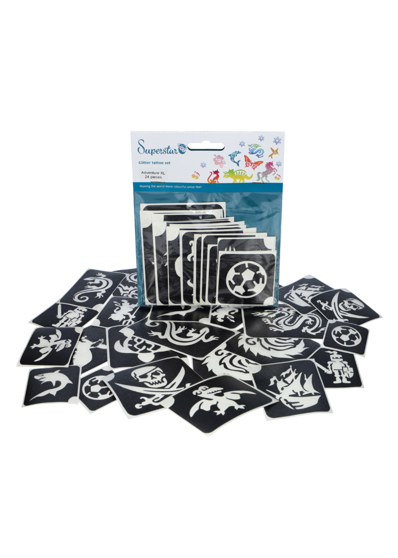 Superstar Glitter tattoo stencils XL Adventure 24