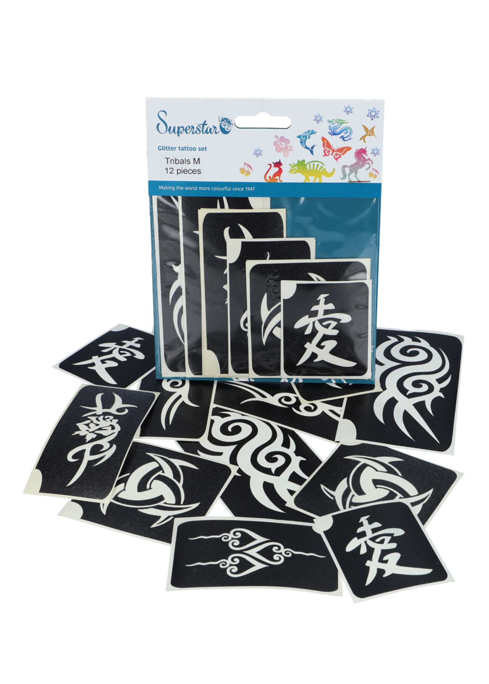 Superstar Glitter tattoo stencils Tribal 12 pcs