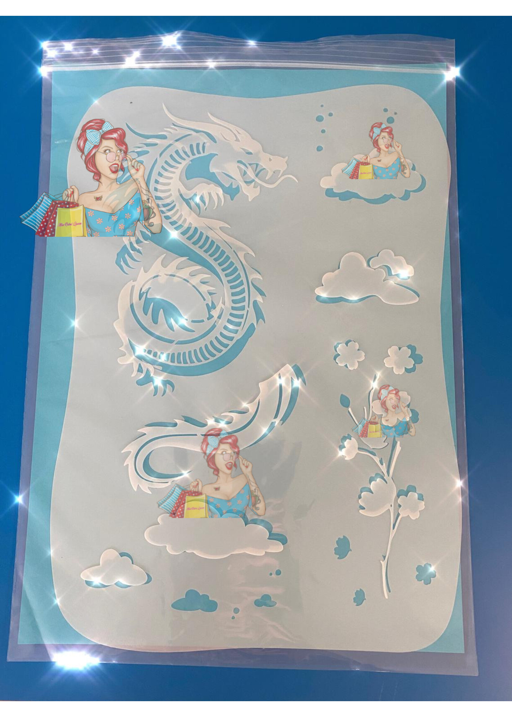 MRQ - Stencils Dragon Airbrush Tattoo Stencil