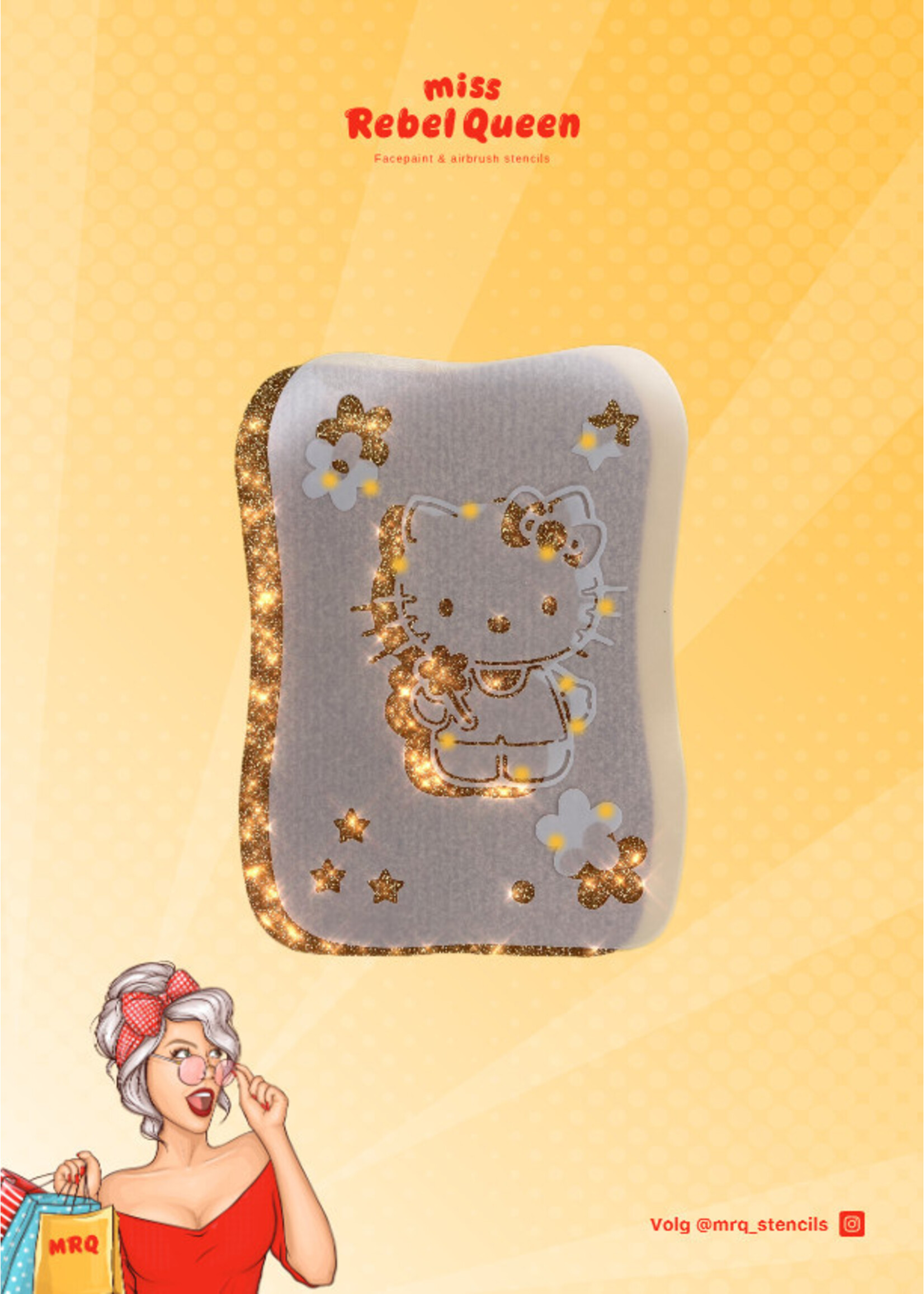 MRQ - Stencils Kitty Girl Airbrush tattoo stencil A6