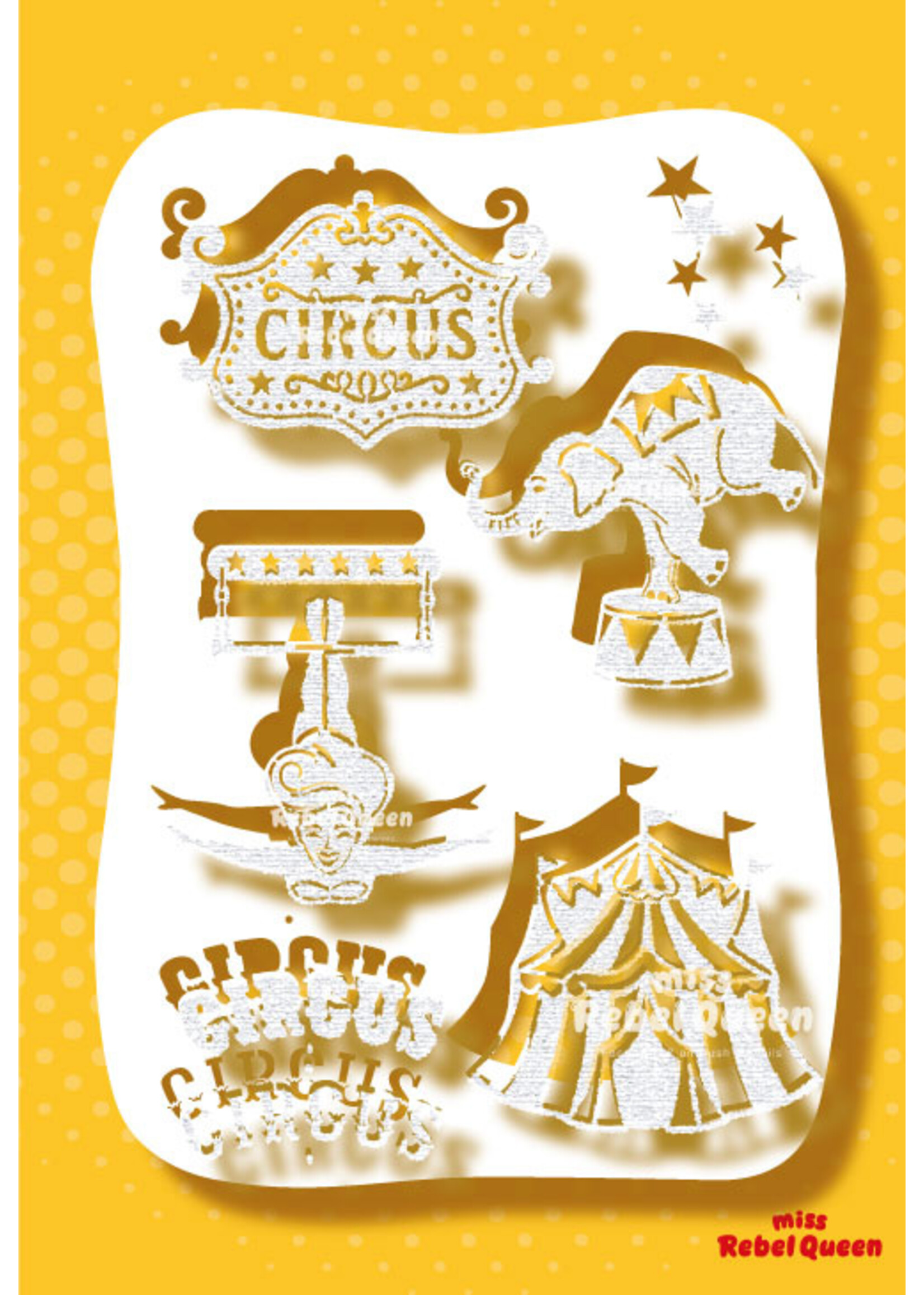 MRQ - Stencils Circus airbrush tattoo stencil A4